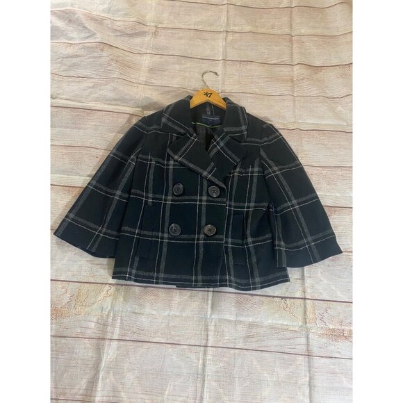 Banana Republic Women's Wool Blend Plaid Crop Short Sleeve Coat - Small - Picture 5 of 16